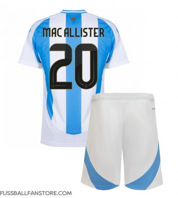 Argentinien Alexis Mac Allister #20 Replik Heimtrikot Kinder Copa America 2024 Kurzarm (+ Kurze Hosen)